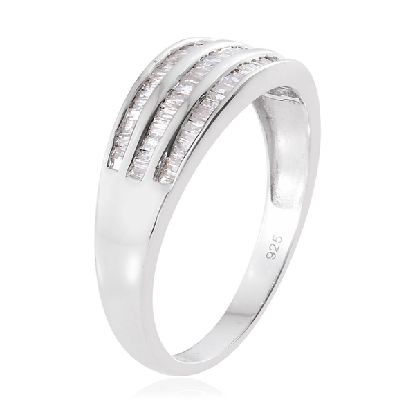 Diamond (Bgt) Ring in Platinum Overlay Sterling Silver 0.500 Ct.