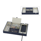 6 Section Portable Jewellery Organiser (Size 35x24x4Cm) - Navy