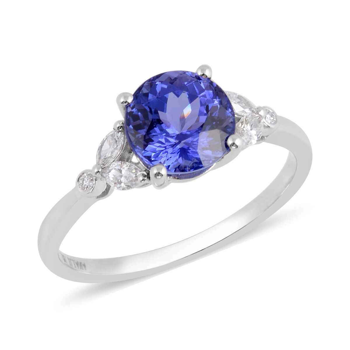 ILIANA 2.67 Ct AAA Tanzanite and Diamond Solitaire Design Ring in 18K White Gold 2.85 Grams SI GH