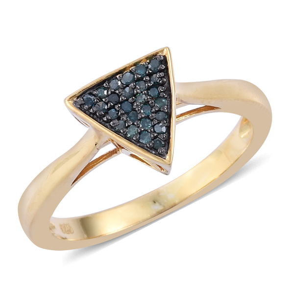 Blue Diamond (Rnd) Ring in Yellow Gold Overlay Sterling Silver 0.100 Ct.