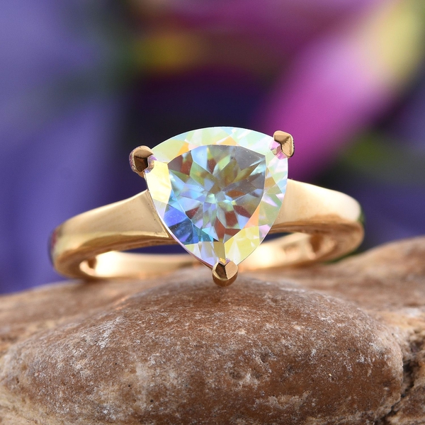 Mercury Mystic Topaz (Trl) Solitaire Ring in 14K Gold Overlay Sterling Silver 4.000 Ct.