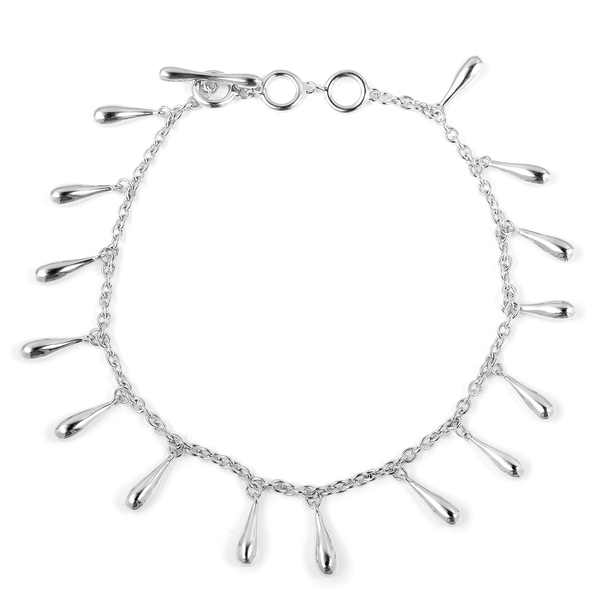 LucyQ Multi Drip Bracelet in Rhodium Plated Sterling Silver 10.89 Grams 7, 7.5 and 8 Inch