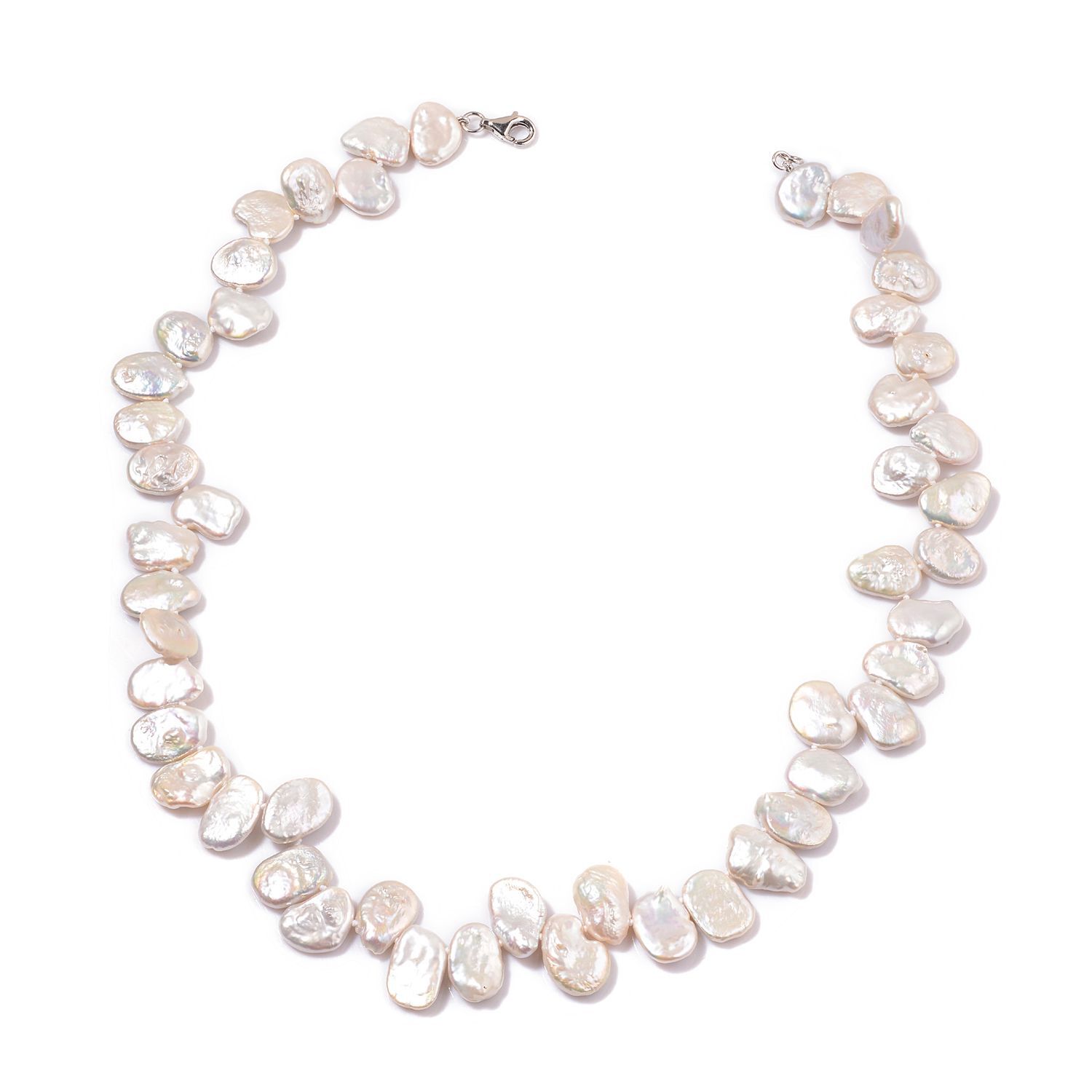 White Keshi Pearl Necklace (Size 18) in Sterling Silver 201.500 Ct.