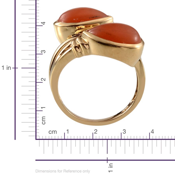 Mitiyagoda Peach Moonstone (Pear) Ring in 14K Gold Overlay Sterling Silver 8.750 Ct.