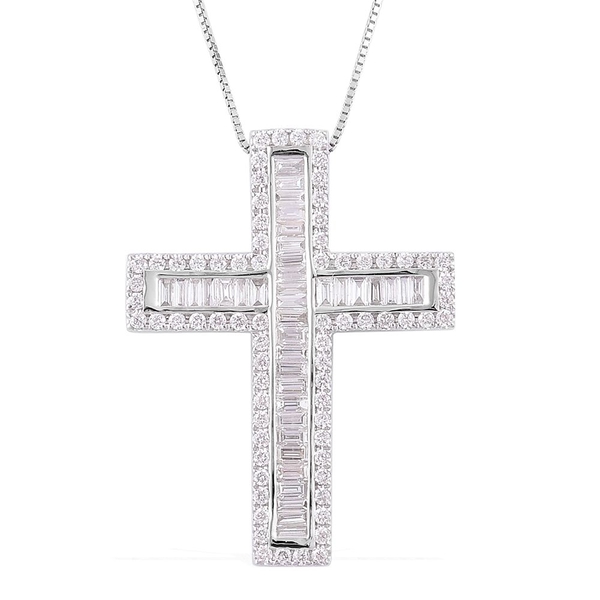 ILIANA 1 Carat IGI Certified SI GH Diamond Cross Pendant With Chain in 18K White Gold