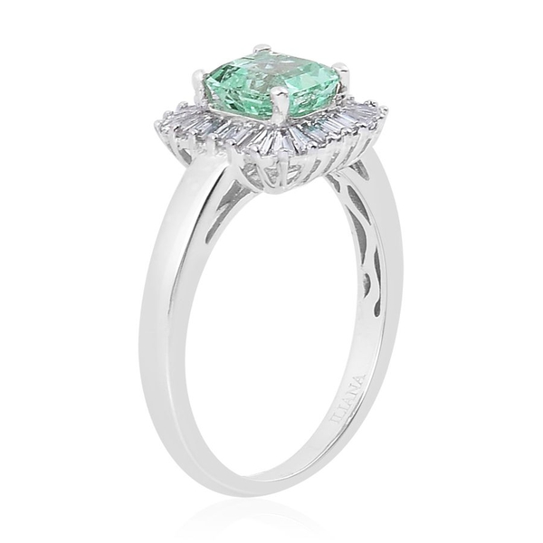 ILIANA 18K W Gold Boyaca Colombian Emerald (Oct 1.00 Ct), Diamond Ring 1.500 Ct.