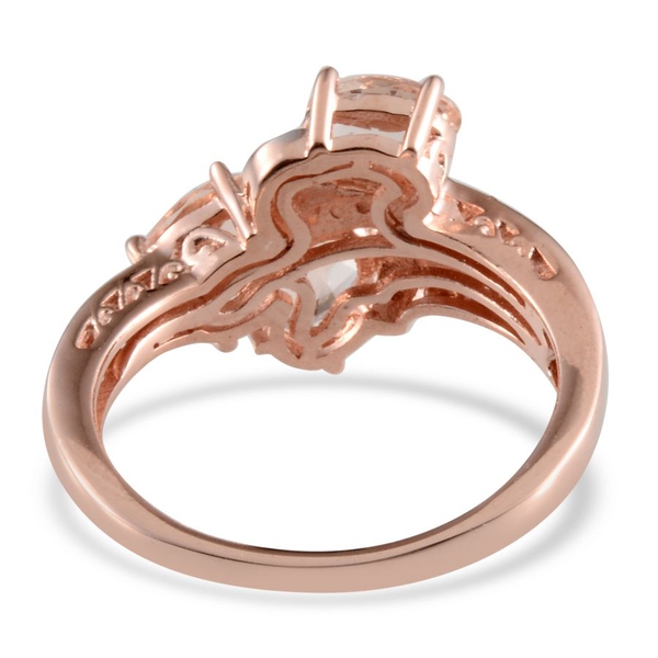 Marropino Morganite (Ovl), Diamond Ring in Rose Gold Overlay Sterling Silver 1.910 Ct.