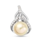 Royal Bali Collection- Golden South Sea Pearl and Natural Cambodian Zircon Pendant in Platinum Overl