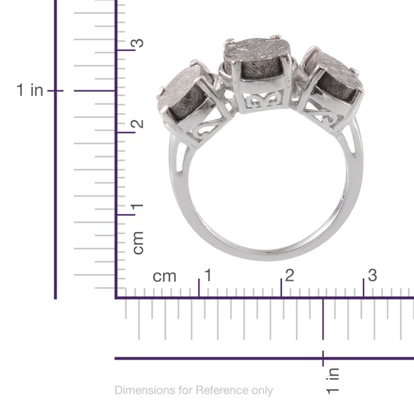 Meteorite (Ovl 6.00 Ct) 3 Stone Ring in Platinum Overlay Sterling Silver 15.500 Ct.
