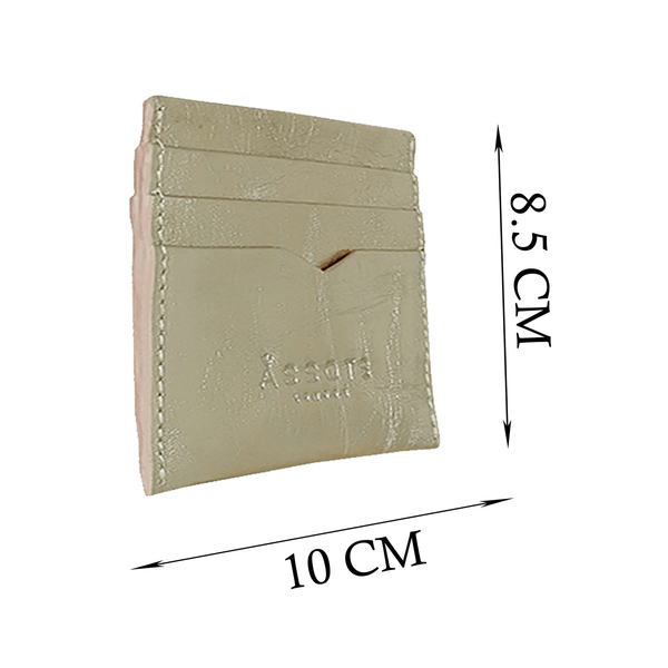 Assots London FANN Metallic Rose Gold leather Compact RFID Credit Card Holder (Size 10x8.5 Cm)