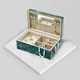 Malachite Gemstone Jewellery Storage Box with Golden Rim and Inside Mirror (Size 21x13x8.5 cm)