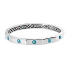 Arizona Sleeping Beauty Turquoise Eternity Bangle (Size 7.5) with Clasp in Platinum Overlay Sterling