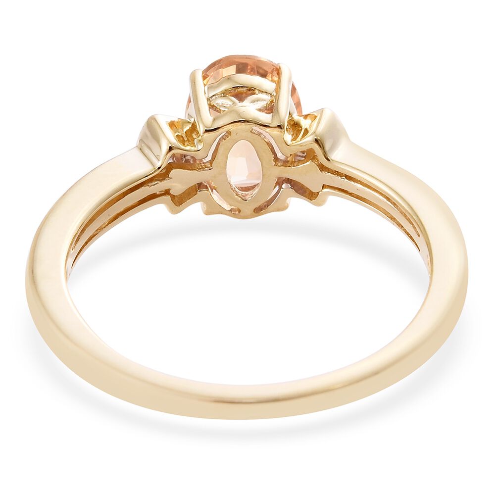 Limtied Edition- 9K Yellow Gold AAA Imperial Topaz (Ovl 1.38 Ct), Diamond Ring 1.500 Ct.