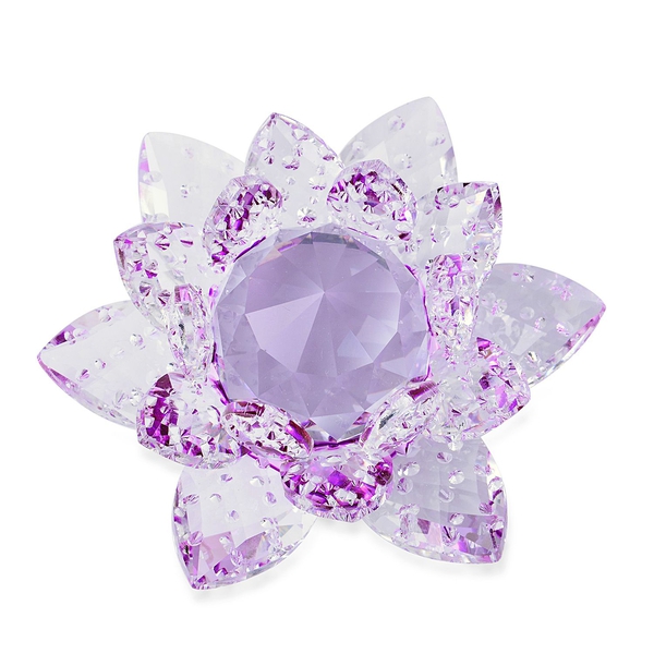Hand Crafted AAA Purple Austrian Crystal and Faceted Glass Lotus With a Gift Box