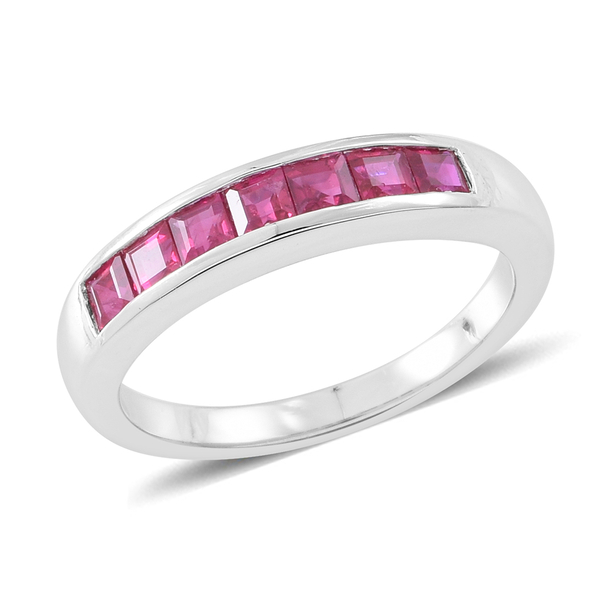 Signature Collection - RHAPSODY 950 Platinum AAAA Ruby (Princess) Half Eternity Band Ring 1.500 Ct. 