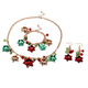 3 Piece Set - Christmas Simulated Rainbow Sapphire Enamelled Necklace (Size 20 with 2 inch Extender)