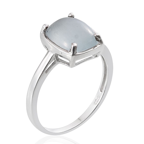 Espirito Santo Aquamarine (Cush) Solitaire Ring in Platinum Overlay Sterling Silver 2.500 Ct.