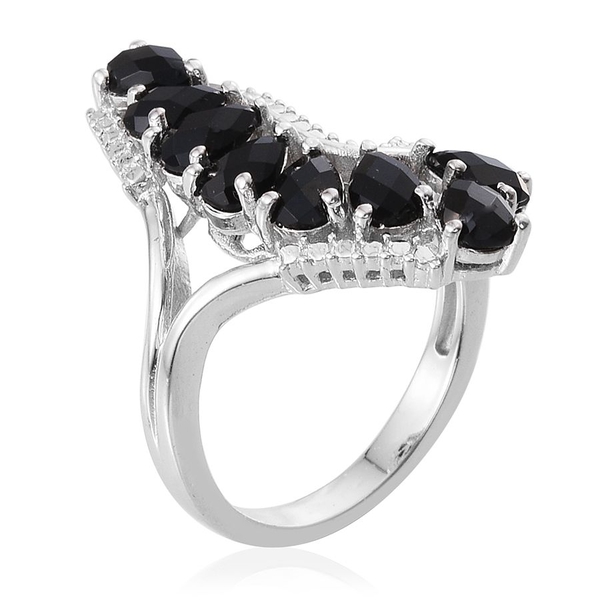 Black Onyx (Pear) Ring in ION Plated Platinum Bond 2.250 Ct.