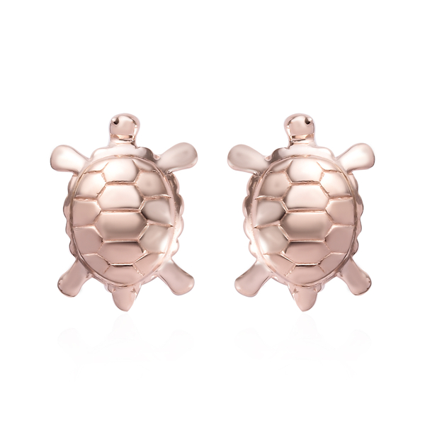 Turtle Stud Earrings in Rose Gold Plated Sterling Silver