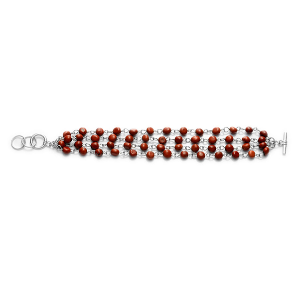 Red Jasper Bracelet in Silver Tone (Size 7.5)