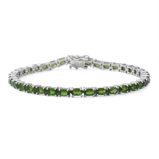 Super Find - Chrome Diopside Bracelet (Size - 7) in Rhodium Overlay Sterling Silver 9.50 Ct, Silver Wt. 9.94 Gms