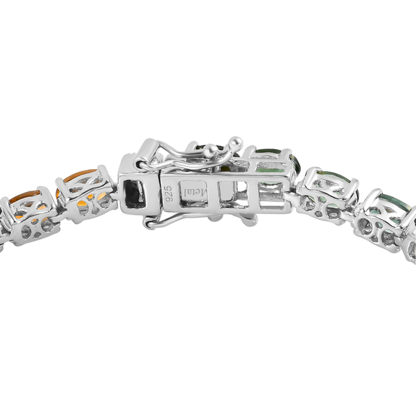 Close Out Rainbow Tourmaline Bracelet (Size - 7.5) in Platinum Overlay Sterling Silver 12.58 Ct, Silver Wt. 9.80 Gms
