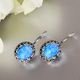 Sajen Silver Cultural Flair Collection- Quartz Doublet Simulated Opal Blue Earrings in Rhodium Overl