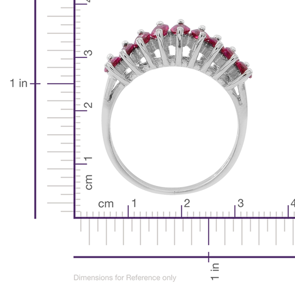 ELANZA AAA Simulated Ruby (Mrq) Half Eternity Ring in Rhodium Plated Sterling Silver