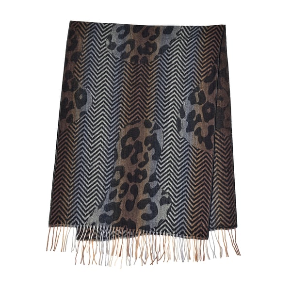 scarf100% polyester leo print Color - Brown