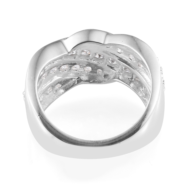 J Francis - Sterling Silver (Rnd and Sqr) Cluster Ring Made with Finest CZ, Silver wt 5.70 Gms