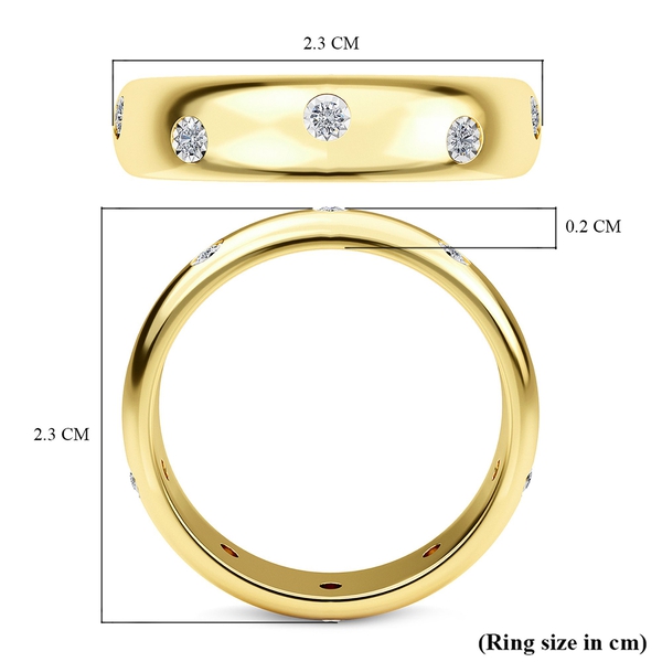 Designer Inspired Flush Set Diamond Band Ring in 14K Gold Overlay Sterling Silver 0.10 Ct.