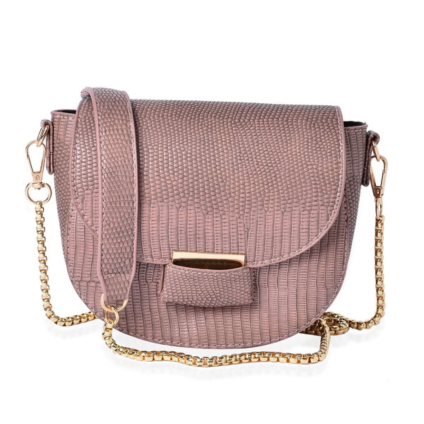 Half Moon Shape Blush Pink Colour Crossbody Bag (Size 19x15x7 Cm)