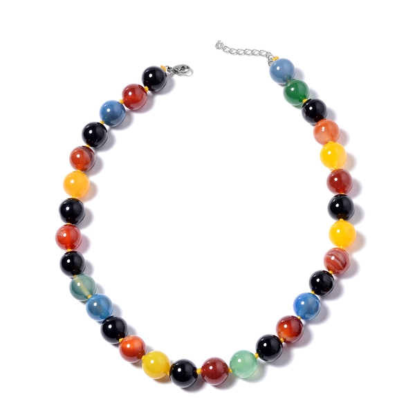 Multi Agate Necklace (Size - 18) in Stainless Steel 550.50 Ct