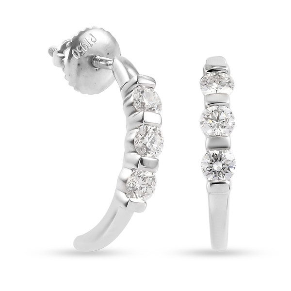 RHAPSODY 950 Platinum IGI Certified Diamond (Rnd) (VS/E-F) Half Hoop Earrings (with Screw Back) 0.50 Ct.