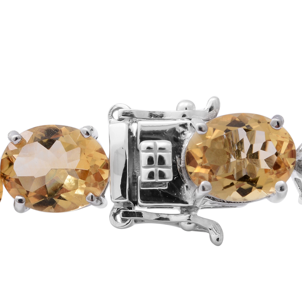 Citrine Bracelet (Size - 7) in Rhodium Overlay Sterling Silver 42.66 Ct, Silver Wt 12.00 Gms