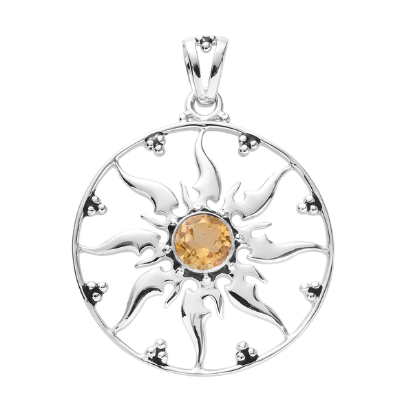 Sajen Silver Natures Joy Collection - Natural Honey Tourmaline Enamelled Pendant in Platinum Overlay Sterling Silver 1.55 Ct, Silver Wt. 5.69 Gms
