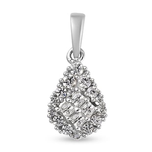 Lustro Stella Platinum Overlay Sterling Silver Pendant Made with Finest CZ