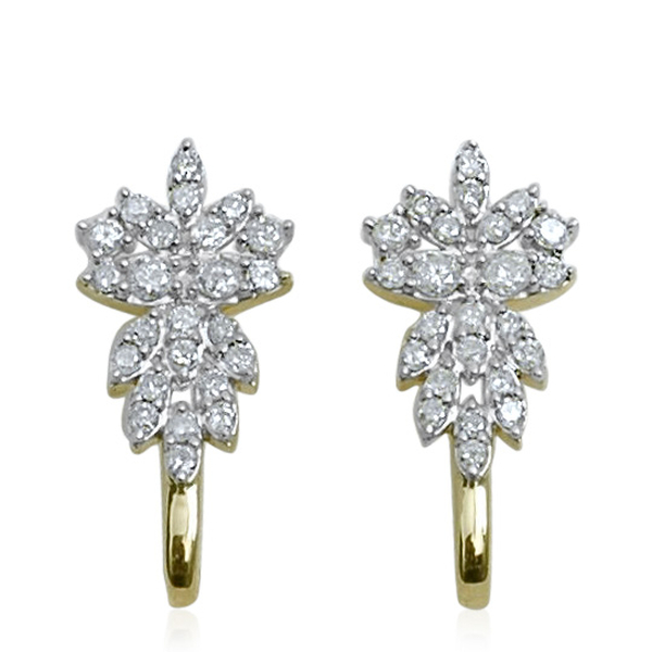 9K Y Gold SGL Certified Diamond (Rnd) (I3/ G-H) Earrings (with Push Back) 1.000 Ct.