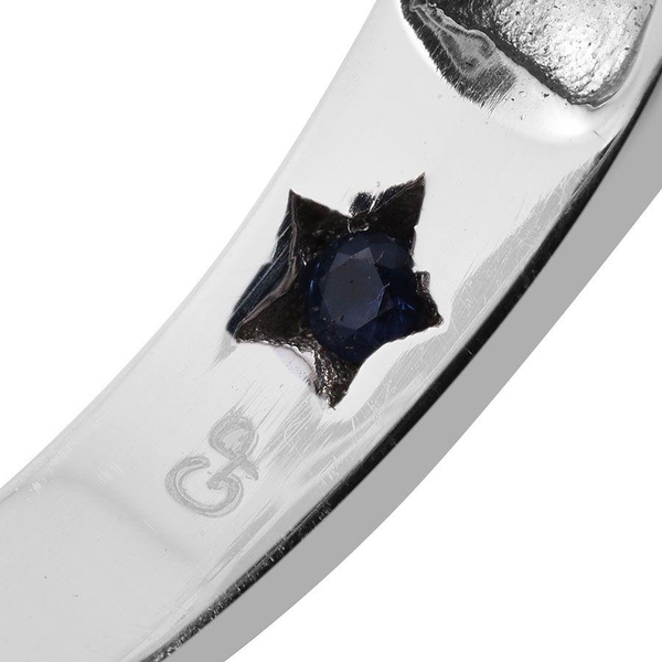 GP Ceylon Colour Quartz (Cush 11.20 Ct), Kanchanaburi Blue Sapphire and Natural Cambodian Zircon Ring in Platinum Overlay Sterling Silver 11.745 Ct. Silver wt 5.40 Gms.