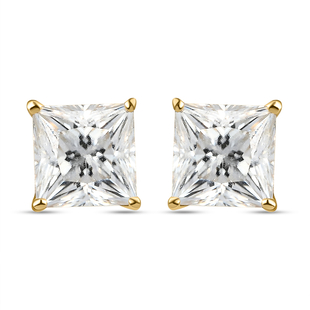 9K Yellow Gold Moissanite Stud Earrings with Push Back 2.33 Ct.