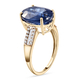 Collectors Dream - 9K Yellow Gold AAA Kashmir Kyanite and Diamond Ring 6.18 Ct.