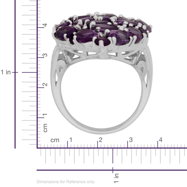 Amethyst (Ovl and Rnd) Cluster Ring in Sterling Silver 7.330 Ct.
