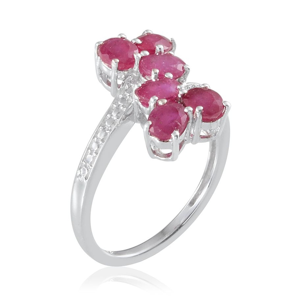 African Ruby (Ovl) Crossover Ring in Platinum Overlay Sterling Silver 3.250 Ct.