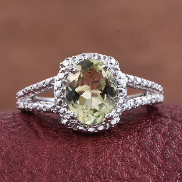 Natural Canary Apatite (Ovl) Solitaire Ring in Platinum Overlay Sterling Silver 2.000 Ct.