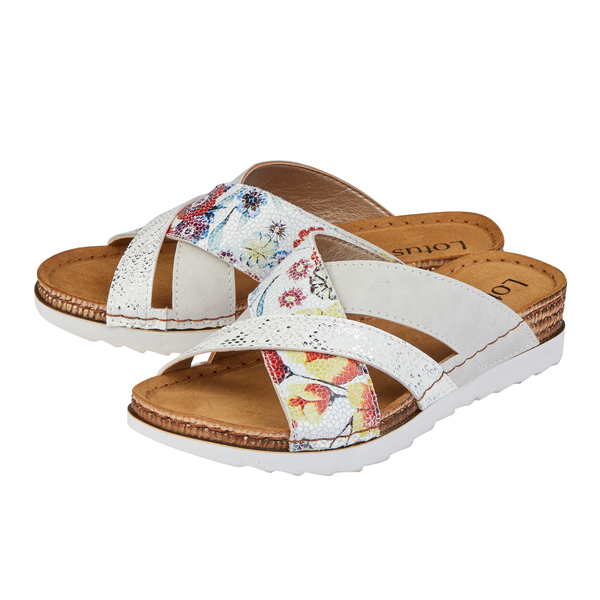 Lotus White Ravenna Mule Sandals (Size 5)