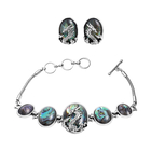2 Piece Set - Abalone Shell Bracelet (Size 8.5 with Extender) and Earrings (with Push Back)