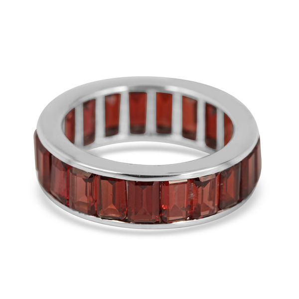 Mozambique Garnet (Bgt) Full Eternity Band Ring in Rhodium Plated Sterling Silver 10.000 Ct.