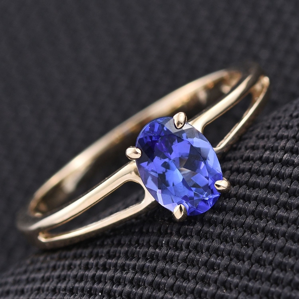 14K Y Gold AA Tanzanite (Ovl) Solitaire Ring 1.000 Ct.