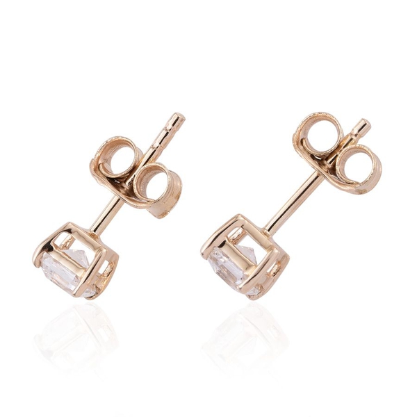 9K Y Gold (Asscher Cut) Stud Earrings (with Push Back) Made with Finest CZ