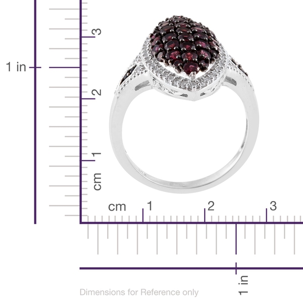 Arizona Anthill Garnet (Rnd), Boi Ploi Black Spinel and Natural Cambodian Zircon Ring in Platinum Overlay Sterling Silver 3.000 Ct.